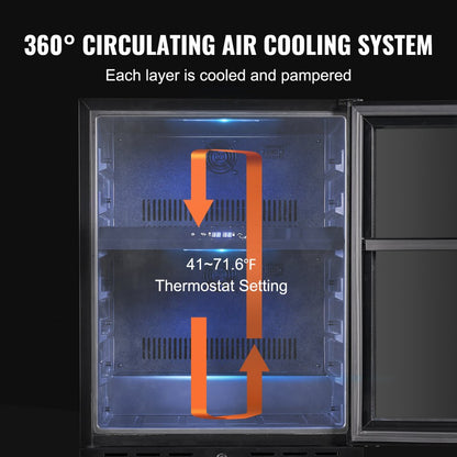 JC-150WD - Dual Zone VEVOR Wine Cooler for 46 Bottles, Stylish Design