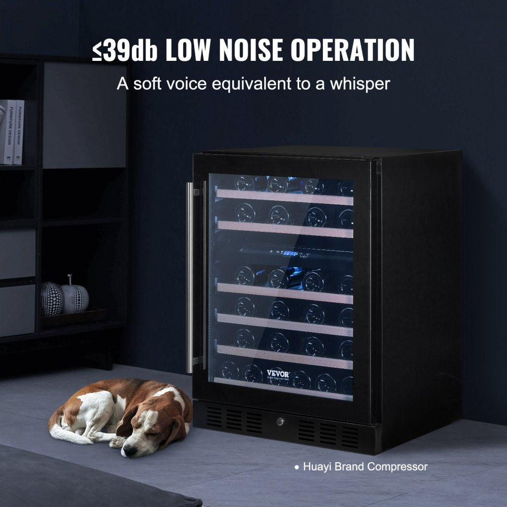 JC-150WD - Dual Zone VEVOR Wine Cooler for 46 Bottles, Stylish Design