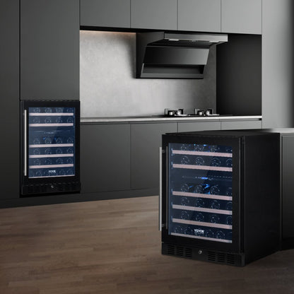 JC-150WD - Dual Zone VEVOR Wine Cooler for 46 Bottles, Stylish Design