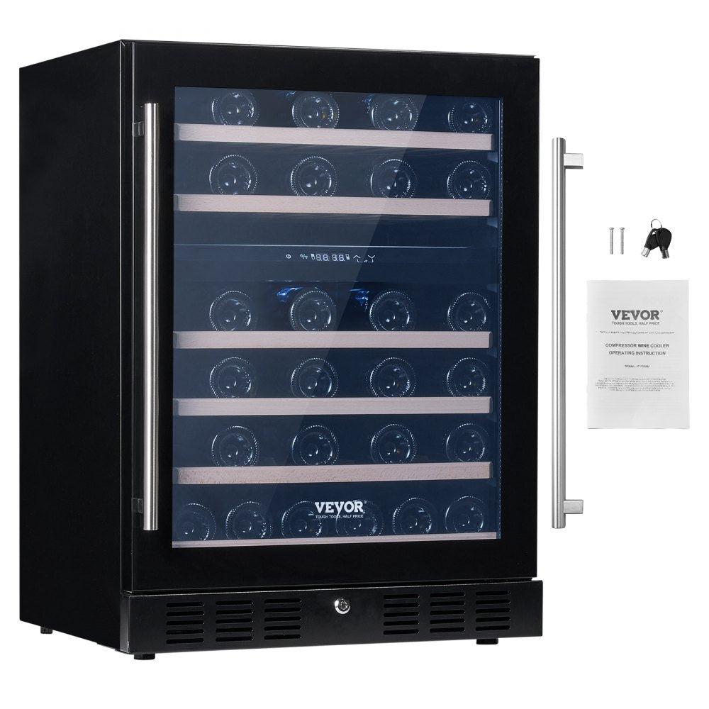 JC-150WD - Dual Zone VEVOR Wine Cooler for 46 Bottles, Stylish Design