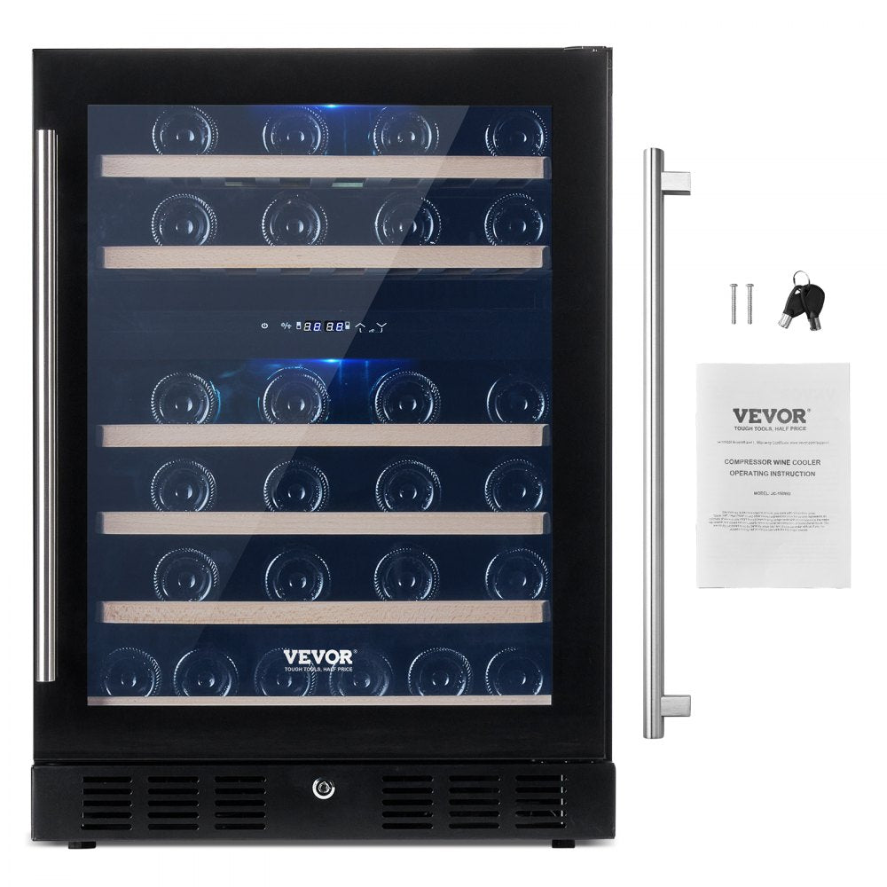 JC-150WD - Dual Zone VEVOR Wine Cooler for 46 Bottles, Stylish Design