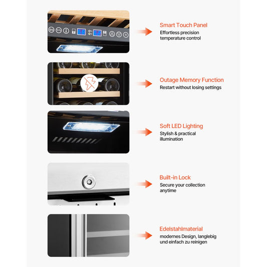 YC-100B - 28-Bottle Dual Zone Wine Cooler with Glass Door & Temp Control
