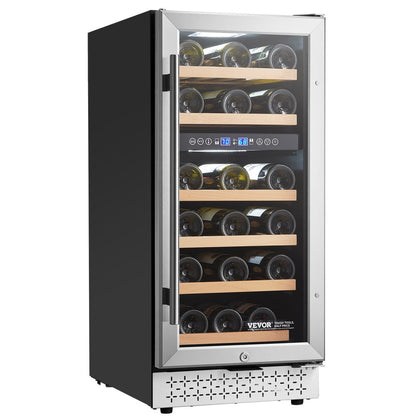 YC-100B - 28-Bottle Dual Zone Wine Cooler with Glass Door & Temp Control