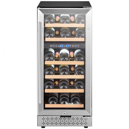 YC-100B - 28-Bottle Dual Zone Wine Cooler with Glass Door & Temp Control