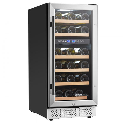 YC-100B - 28-Bottle Dual Zone Wine Cooler with Glass Door & Temp Control
