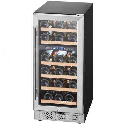 YC-100B - 28-Bottle Dual Zone Wine Cooler with Glass Door & Temp Control