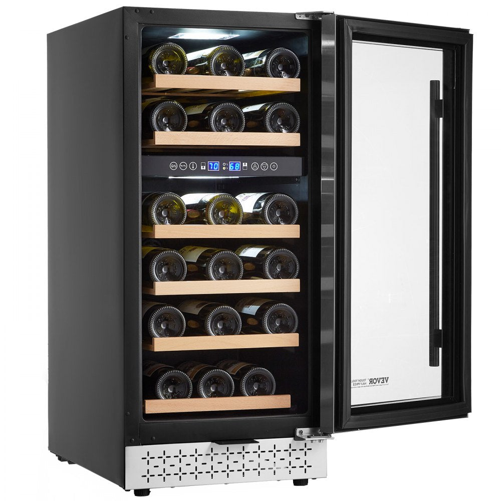 YC-100B - 28-Bottle Dual Zone Wine Cooler with Glass Door & Temp Control