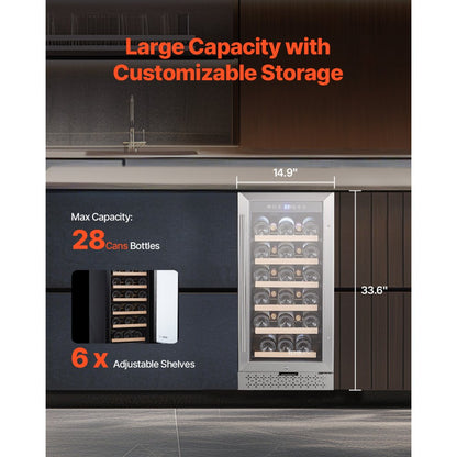 YC-100A - 28-Bottle Built-In Wine Cooler with Digital Temp Control