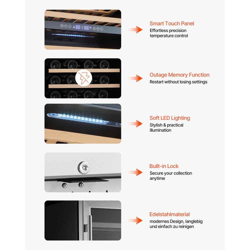 YC-150B - Elegant 46-Bottle Dual Zone Wine Cooler with Glass Door