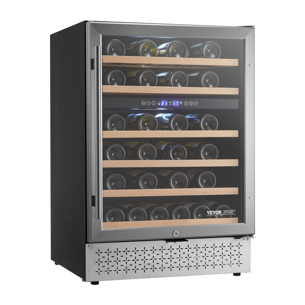 YC-150B - Elegant 46-Bottle Dual Zone Wine Cooler with Glass Door
