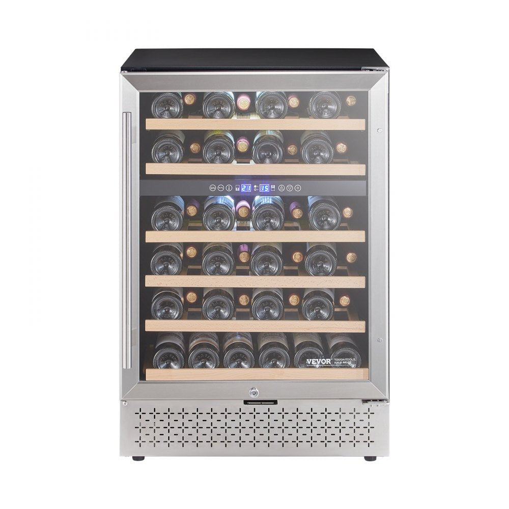 YC-150B - Elegant 46-Bottle Dual Zone Wine Cooler with Glass Door