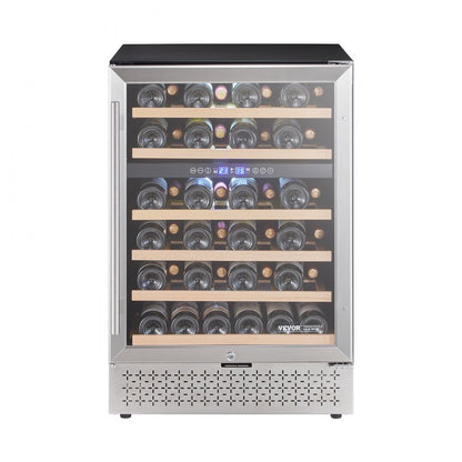 YC-150B - Elegant 46-Bottle Dual Zone Wine Cooler with Glass Door