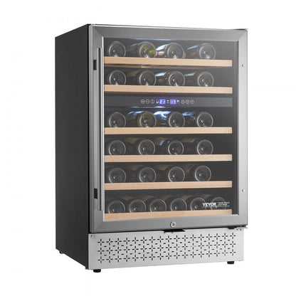 YC-150B - Elegant 46-Bottle Dual Zone Wine Cooler with Glass Door