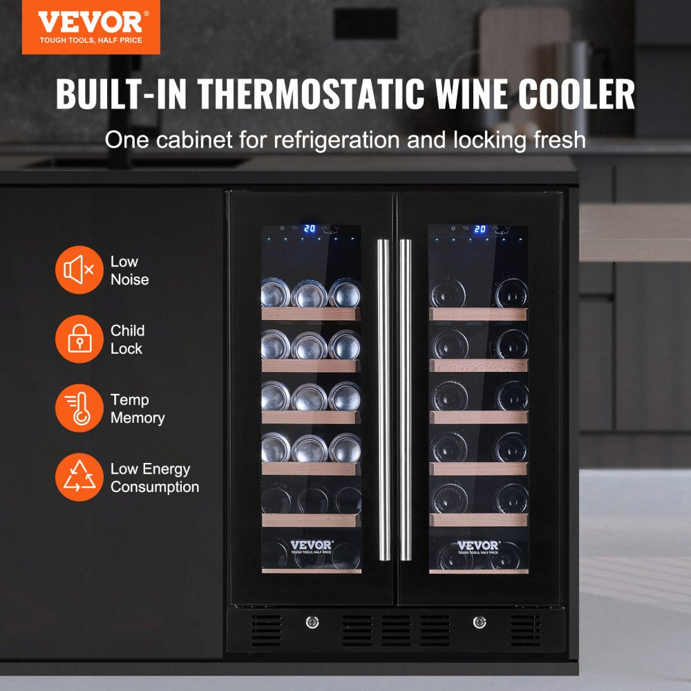 JC-150WM - 24-Inch Dual-Zone Wine & Beverage Fridge with Digital Control