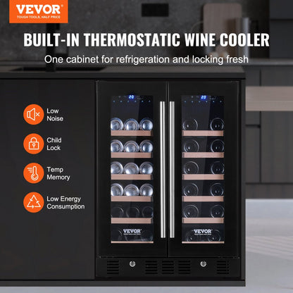 JC-150WM - 24-Inch Dual-Zone Wine & Beverage Fridge with Digital Control