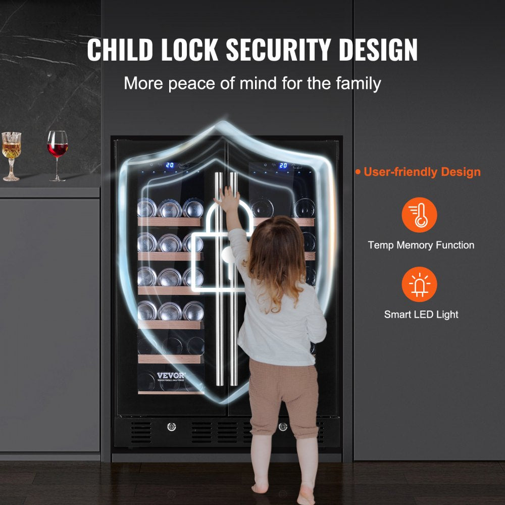 JC-150WM - 24-Inch Dual-Zone Wine & Beverage Fridge with Digital Control