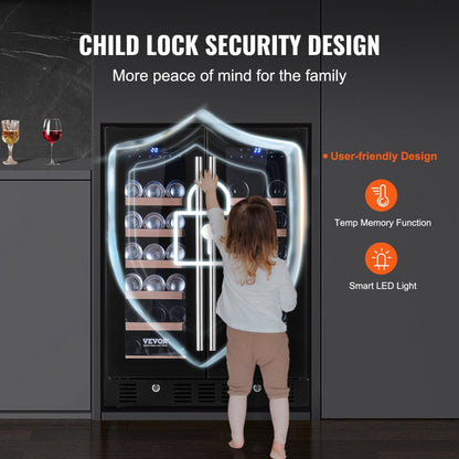JC-150WM - 24-Inch Dual-Zone Wine & Beverage Fridge with Digital Control