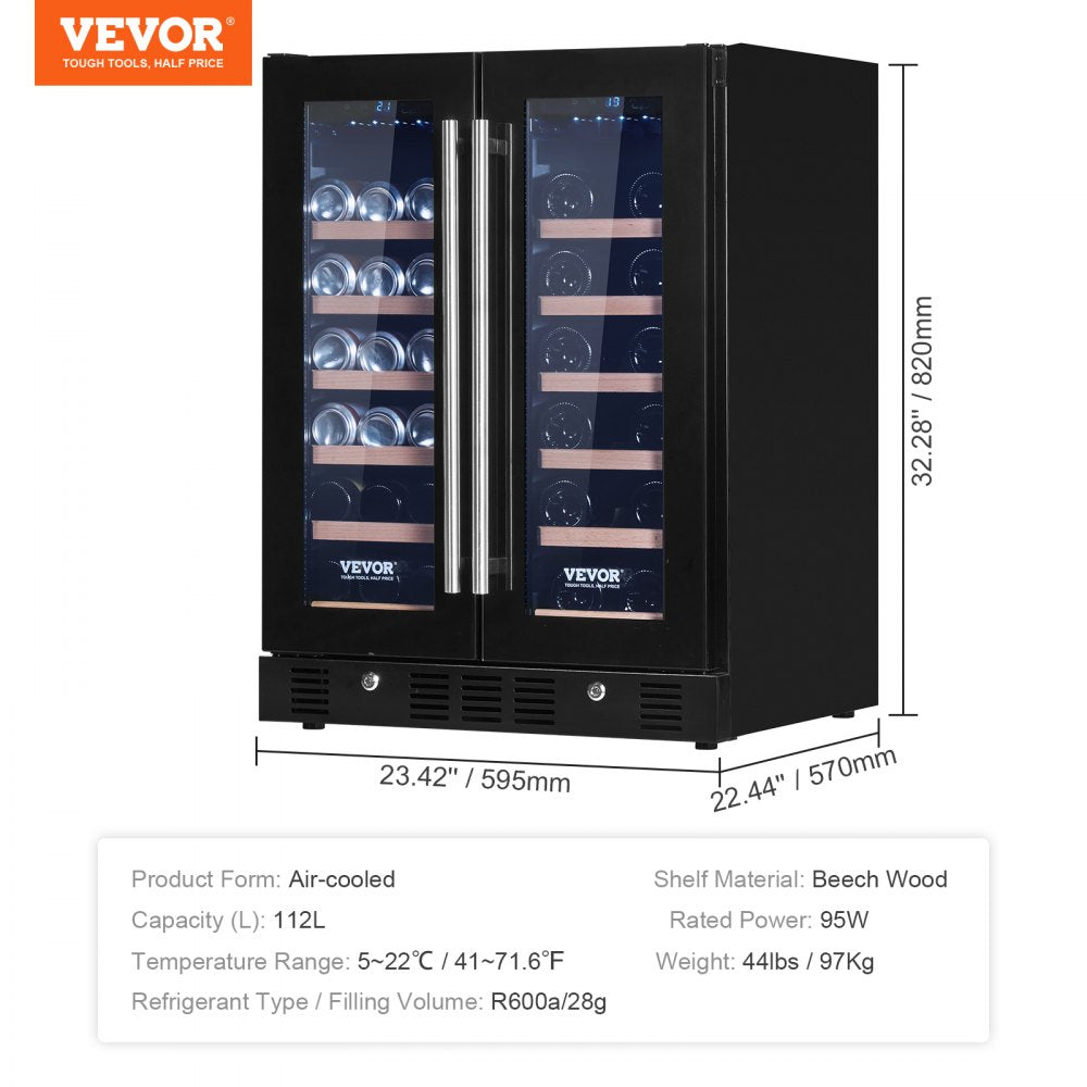 JC-150WM - 24-Inch Dual-Zone Wine & Beverage Fridge with Digital Control