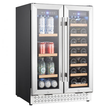 YC120-2D - 24" Dual Zone Beverage Cooler with Glass Doors