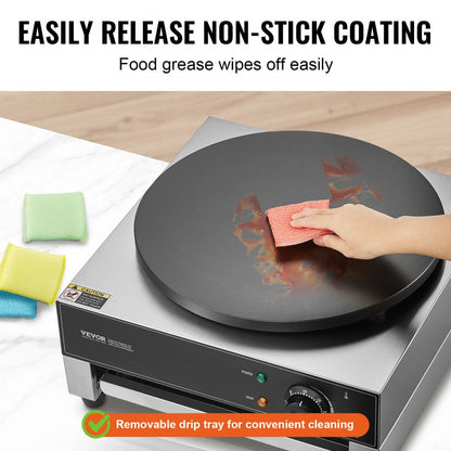 HT-1E - 400mm Stainless Steel Crepe Machine for Effortless Waffles