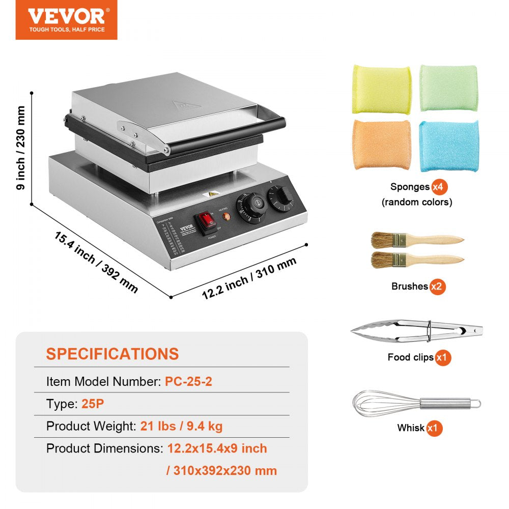 PC-25-2 - Professional Dorayaki Baker Machine with Timer & Stainless Steel Design