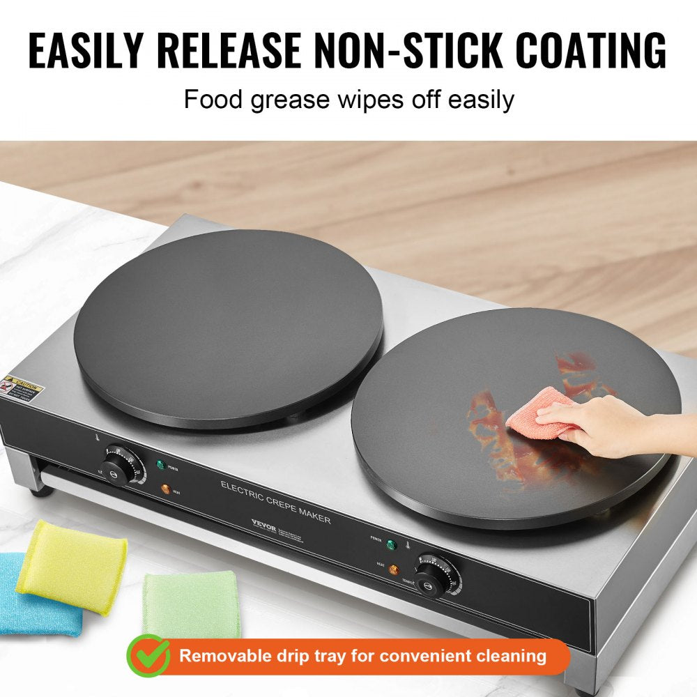 HT-2E - Commercial 3400W Crepe Maker with Adjustable Heat & Beep Alert