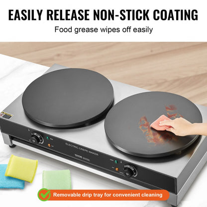 HT-2E - Commercial 3400W Crepe Maker with Adjustable Heat & Beep Alert