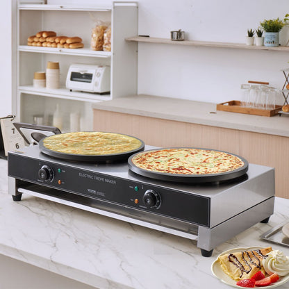 HT-2E - Commercial 3400W Crepe Maker with Adjustable Heat & Beep Alert
