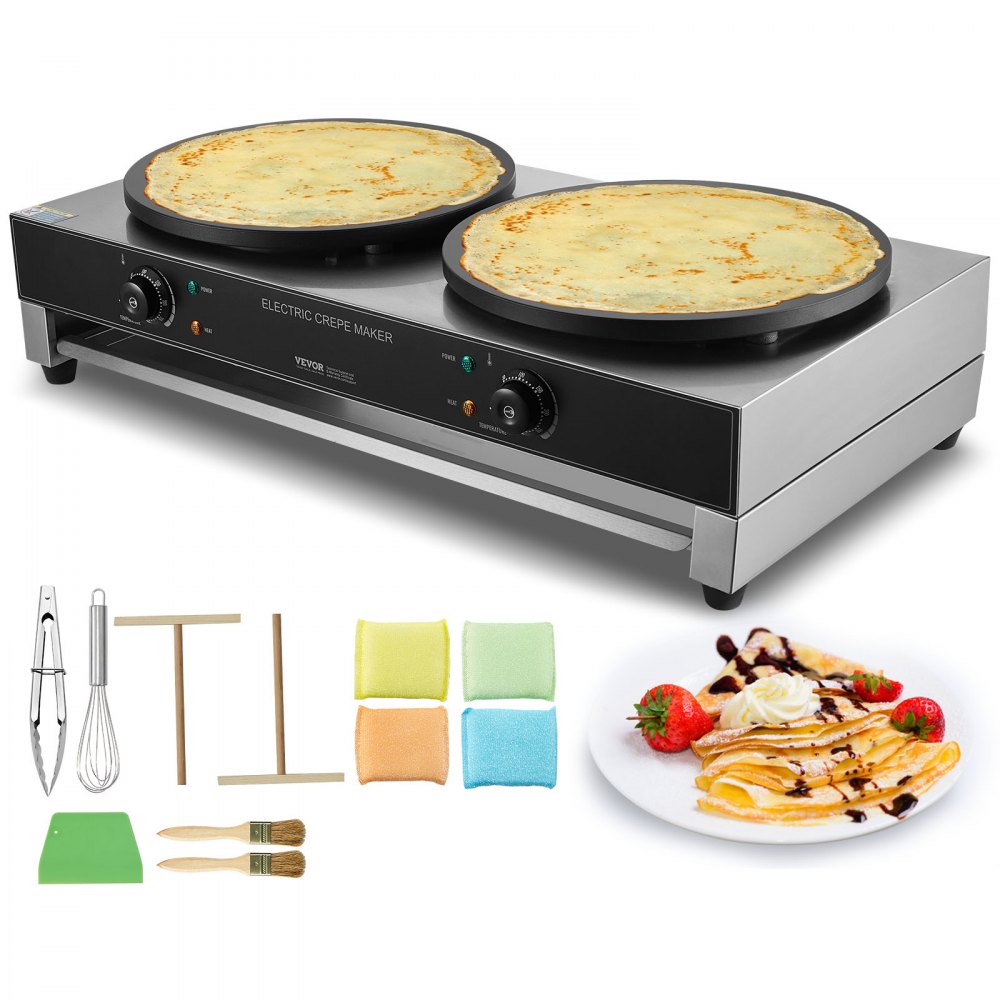 HT-2E - Commercial 3400W Crepe Maker with Adjustable Heat & Beep Alert
