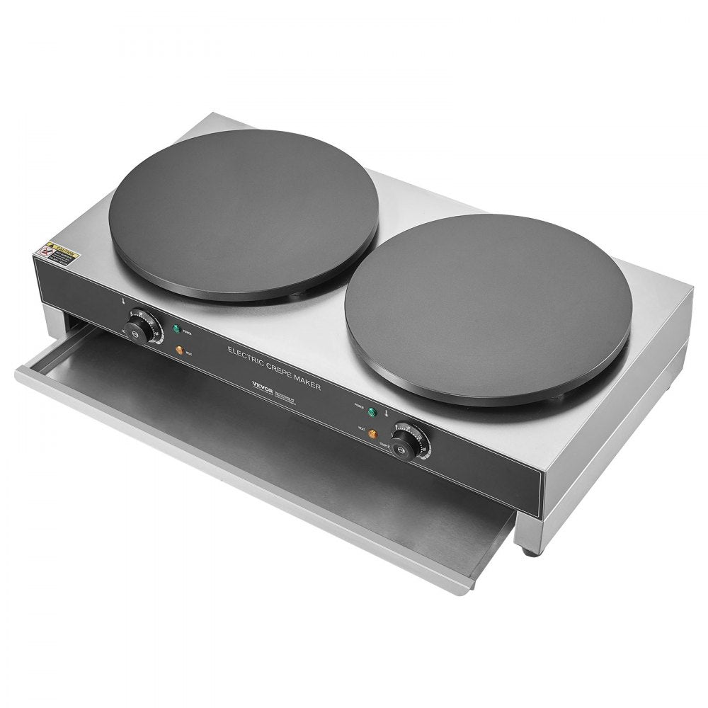 HT-2E - Commercial 3400W Crepe Maker with Adjustable Heat & Beep Alert