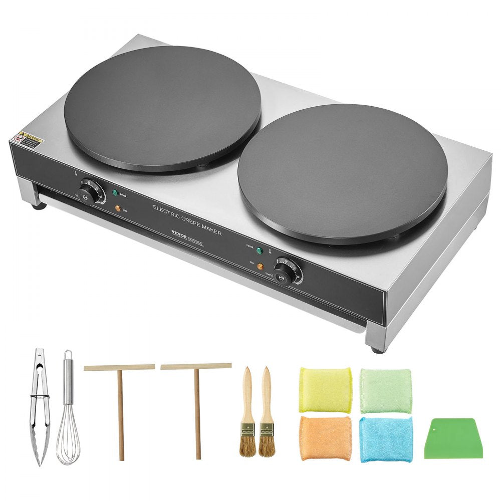 HT-2E - Commercial 3400W Crepe Maker with Adjustable Heat & Beep Alert