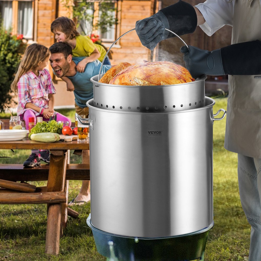 SP100QT505006S - 100QT Heavy-Duty Stainless Steel Stockpot with Strainer Basket