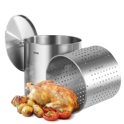 SP100QT505006S - 100QT Heavy-Duty Stainless Steel Stockpot with Strainer Basket