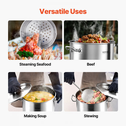 SP36QT324206S - 36QT Stainless Steel Stockpot with Strainer Basket & Handle