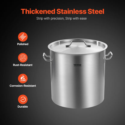 SP53QT404003D - 53QT Heavy-Duty Stainless Steel Stock Pot with Dual Handles