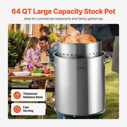 SP64QT404506S - 64QT Stainless Steel Stockpot with Strainer and Lid