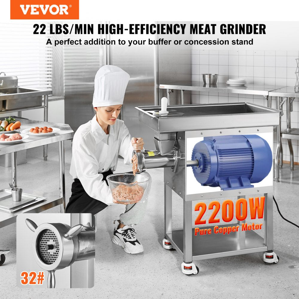 YD-DJ-32C - 2200W Stainless Steel Meat Grinder & Sausage Stuffer
