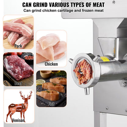 YD-DJ-32C - 2200W Stainless Steel Meat Grinder with Sausage Stuffer