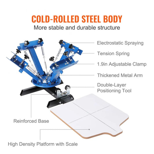 010833260552 - 4 Color Screen Printing Machine for DIY T-Shirt Projects