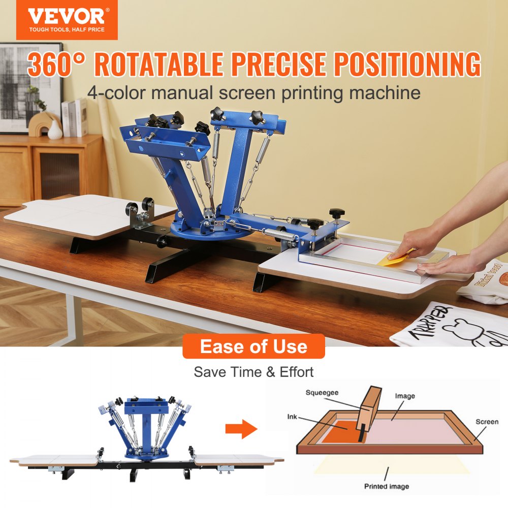 010782857170 - Compact 4-Color VEVOR Screen Printing Machine for Small Spaces