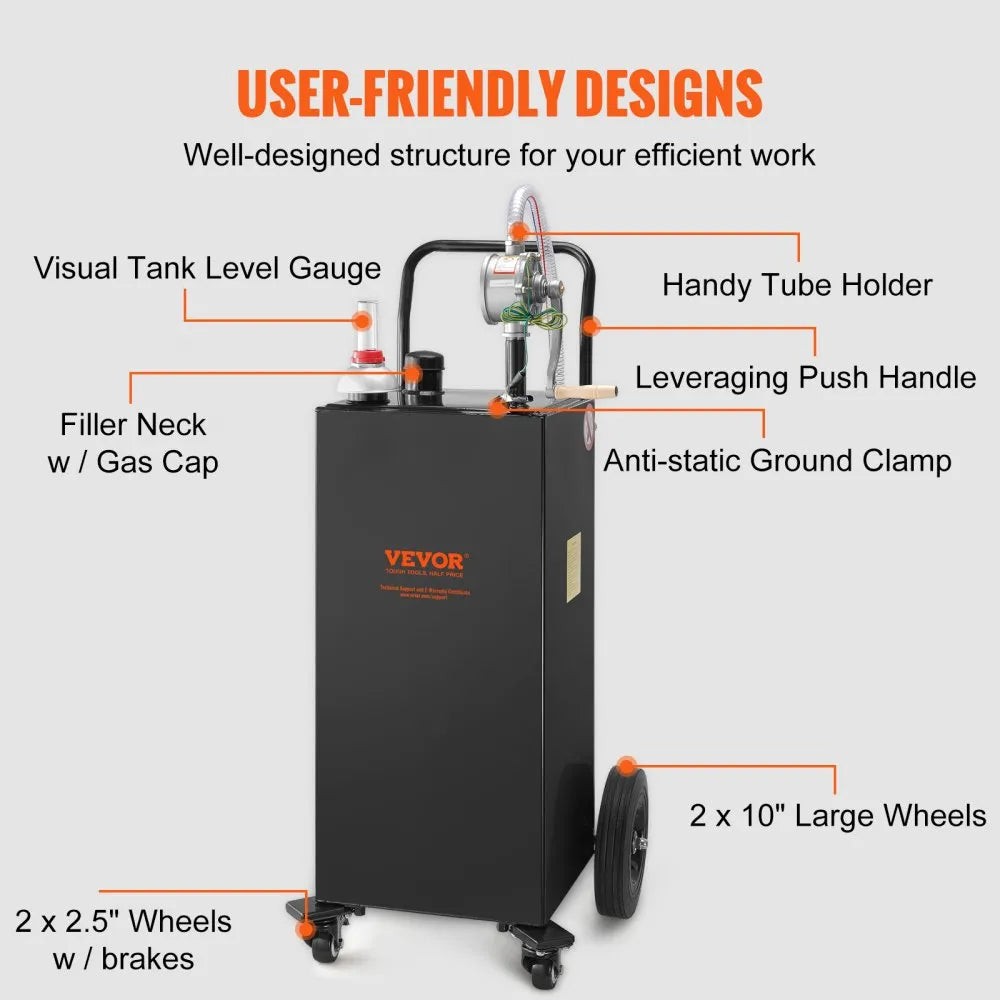 30 Gallon Fuel Caddy - Durable Fuel Storage Tank on Wheels for Easy Transport