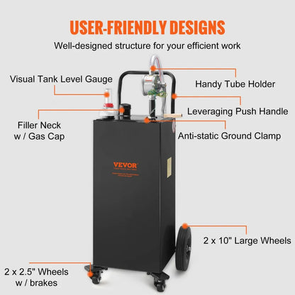 30 Gallon Fuel Caddy - Durable Fuel Storage Tank on Wheels for Easy Transport