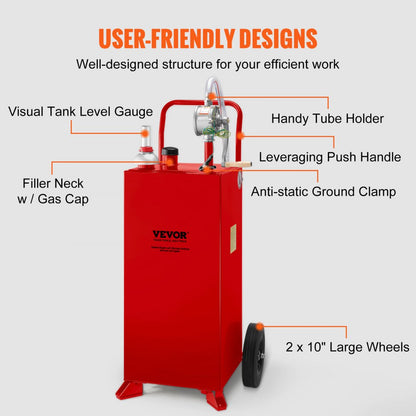 30 Gallon Fuel Caddy - Mobile Fuel Storage with Pump and Wheels