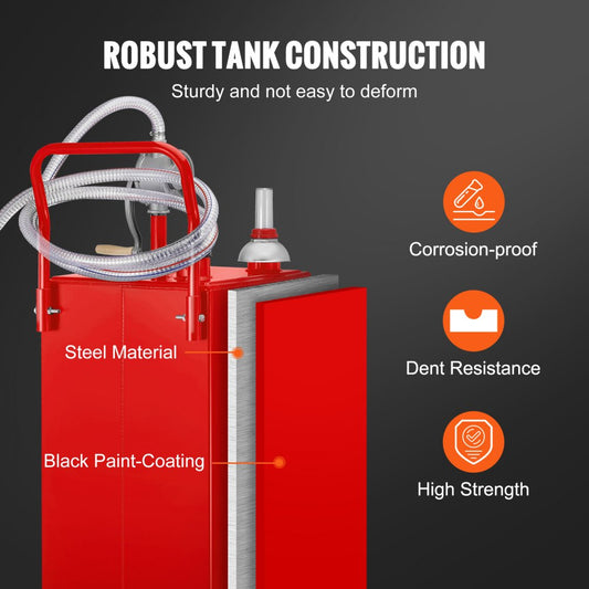 30 Gallon Fuel Caddy - Portable Gas Storage Tank with Manual Pump and Wheels