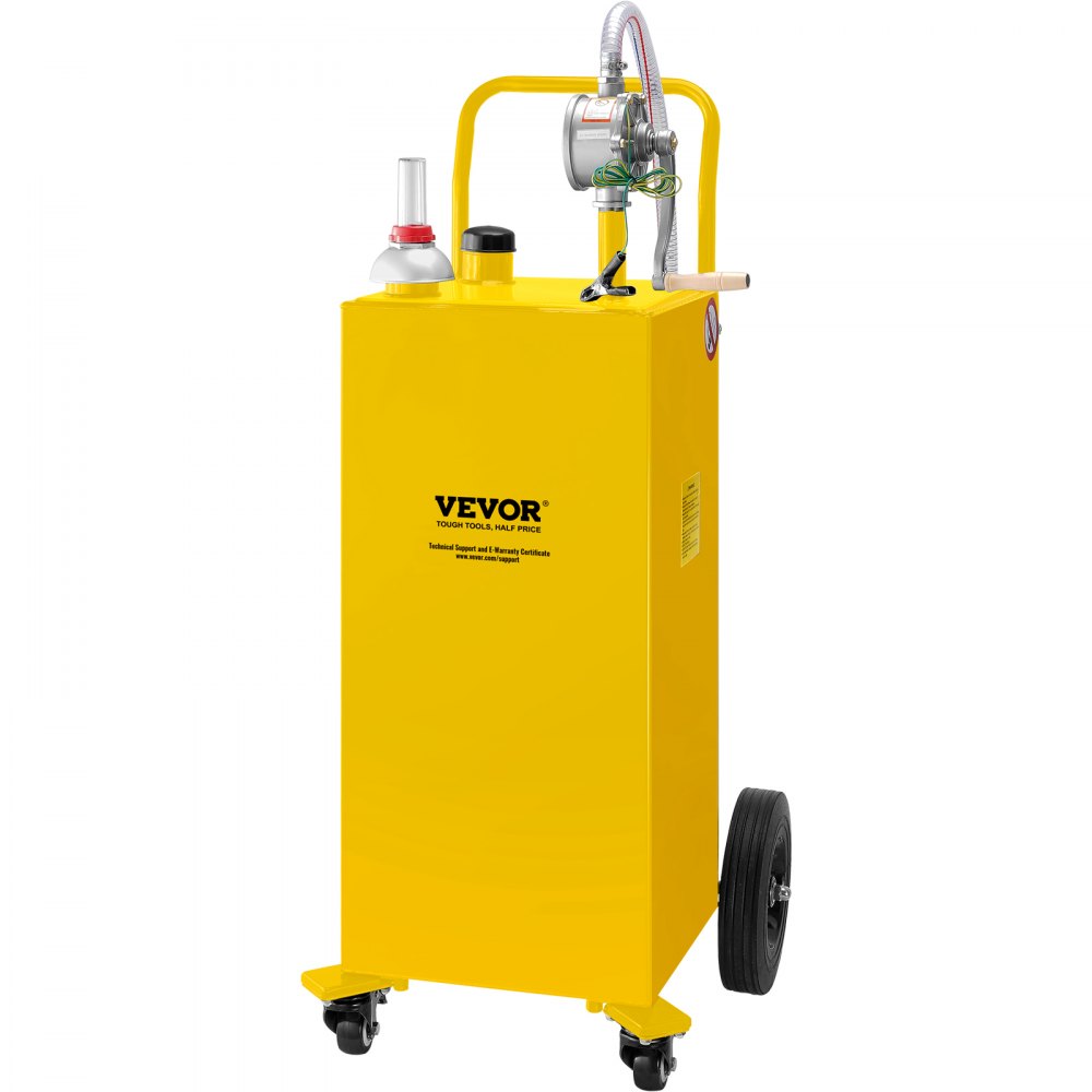 VEVOR 30 Gallon Fuel Caddy - Durable Stainless Steel with Manual Pump and Wheels