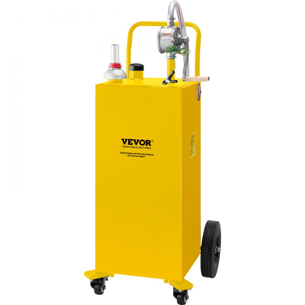 VEVOR 30 Gallon Fuel Caddy - Durable Stainless Steel with Manual Pump and Wheels