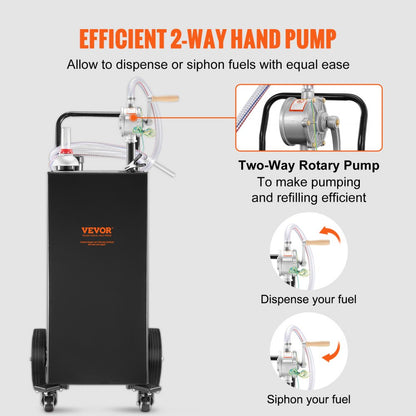 35 Gallon Fuel Caddy - 35 Gallon Portable Fuel Tank with Manual Pump