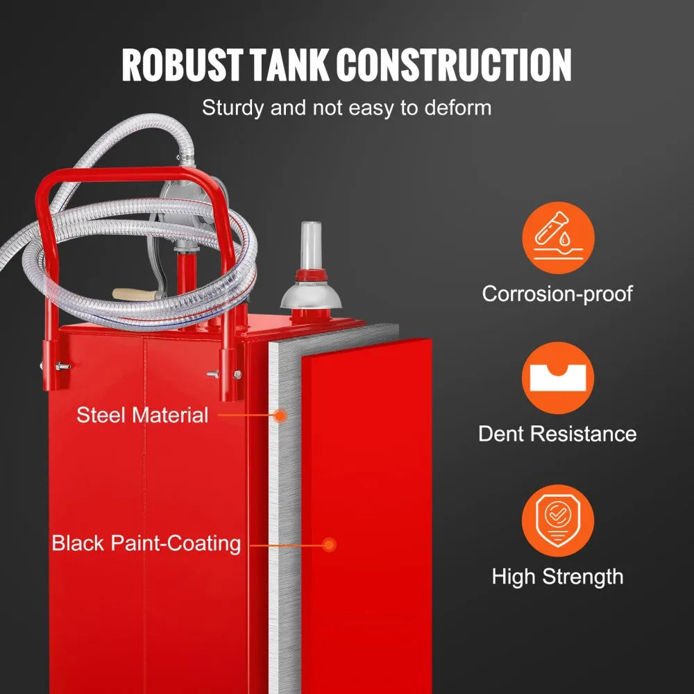 35 Gallon Fuel Caddy - Portable Gas Storage Tank with Easy Manual Pump