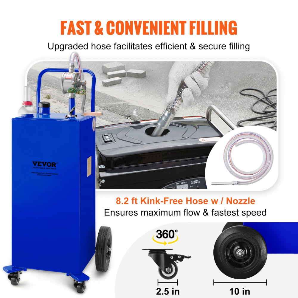 30 Gallon Fuel Caddy - Portable Fuel Tank with Wheels & Transfer Pump