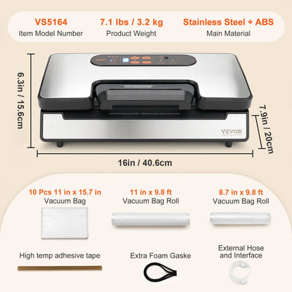 VS5164 - Efficient Dual Pump Vacuum Sealer for Moist & Dry Foods